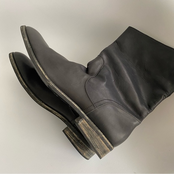 NWOB Charcoal Genuine Leather Riding Combat Flat Boots NYC Designers Handmade - Picture 5 of 16
